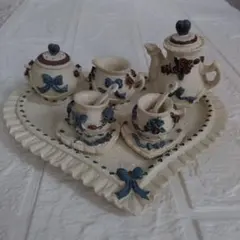 ミニチュアティーセット 花とリボン装飾