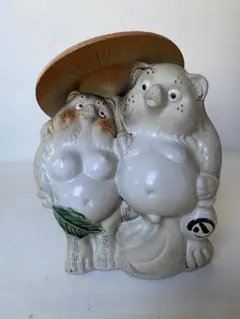 信楽焼 愛くるしいたぬき 夫婦 置物 陶器 陶宣 レトロ 2025年最新