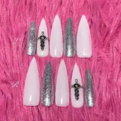 ハンドメイド ロングアーモンド型ネイルチップ 10本♡