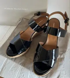 新品 ファビオルスコーニ エナメルストラップサンダル 39 ウェッジソール厚底