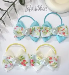 No.6 2個セット！リボンヘアゴム　ハンドメイド　キッズリボン