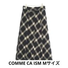 COMMECAISM スカート Mサイズ ブラック ロングスカート チェック柄