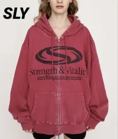 SLY スライ　プリント　オーバー　フーディー　レッド
