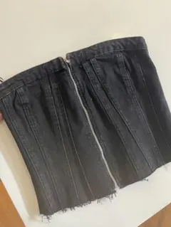 ZARAブラックデニム ベアトップ ジッパー付き