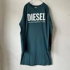 DIESEL ディーゼル　長袖ワンピース　グリーン　スウェットドレス　ビッグロゴのサムネイル