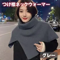 タートル ニット ネックウォーマー ニットスヌード つけ襟 グレー