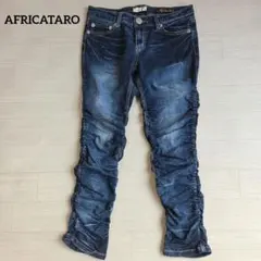アフリカタロウ シャーリングデニムパンツ くしゅくしゅ スキニージーンズ Mのサムネイル