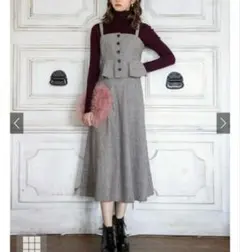 チェックビスチェ × スカート セットアップ