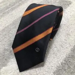 ダンヒル　dunhill ストライプ ネクタイ 黒 オレンジ ピンク