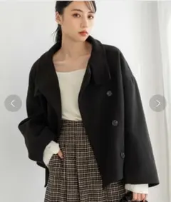 【未使用】fifth　フィフス　ショート丈スタンドカラーコート　ブラックのサムネイル