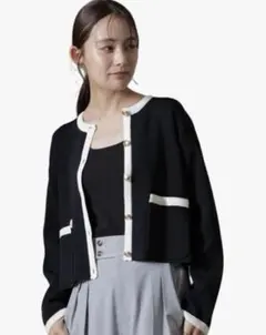 [ナノ・ユニバース] 洗濯機洗い可バイカラーニットジャケットカーディガン