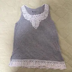 レース装飾付きグレータンクトップ