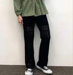 E hyphen world gallery クロシェニットパンツ　透かし編み