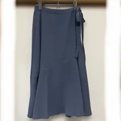Emilyan ブルーグレー ラップ風フレアスカート　Lのサムネイル
