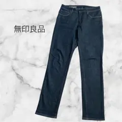 美品 無印良品 MUJI スリムストレートデニム ジーンズ インディゴブルー M
