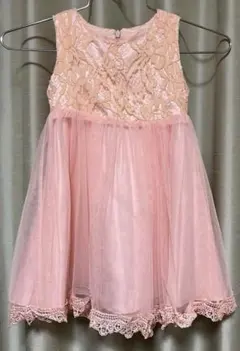 ピンク　チュールドレス　90 レース　パーティドレス