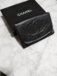 【綺麗】シャネル キャビア デカココマーク中財布