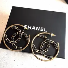 CHANEL ココマーク フープピアス レザーチェーンのサムネイル