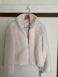 新品　淡いピンクのファーコート　サイズM