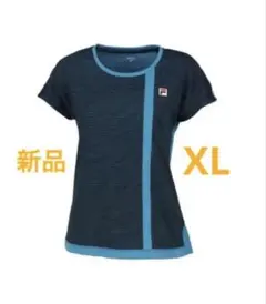 No.701 FILA 縦ラインが素敵なゲームシャツ☆XL☆ブラック☆