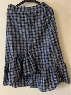 チェック柄フレアスカート ネイビー