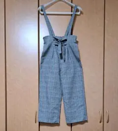 【HUDSON Honey】チェック柄 サロペット ワイドパンツ　オールインワン