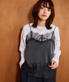 サテンレースキャミソール　mysty womanのサムネイル