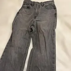 GU レディース　ハイライズストレートジーンズ　グレー