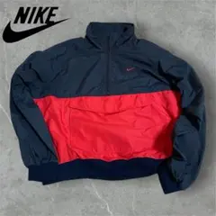 【G96】00s NIKEハーフジッブナイロンジャケット ブラック×レッド