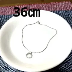 ダブルサークル ネックレス シルバーカラー ストーン付き　36㎝のサムネイル