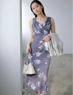 SNIDEL ペイントフラワープリントワンピース