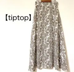 tiptop ティップトップ　ダマスク柄　マキシ丈　フレアロングスカート　サテンのサムネイル