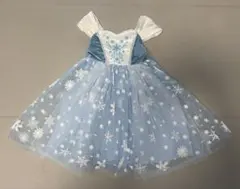 エルサ風　2-3y ドレス 水色 雪の結晶柄 コスプレ