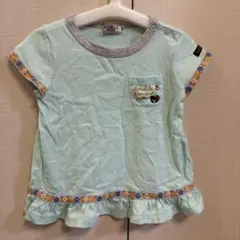 DOUBLE.B カットソー 90 日本製 刺繍 女の子 ミントグリーンのサムネイル