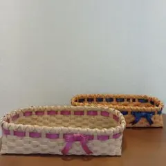 リボン付き楕円形バスケット