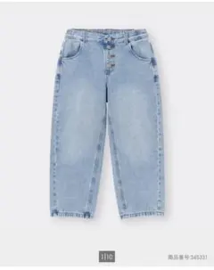 gu GIRLSデニムプルオンバギーパンツ ライトブルー　140