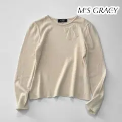 M'S GRACY エムズグレイシー リボンモチーフ付き 長袖ニット セーター