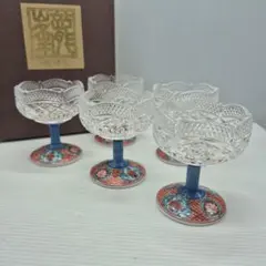 三洋陶器 龍峰窯 つみき 赤絵花鳥 ガラスデザートカップ 5客揃 - メルカリ