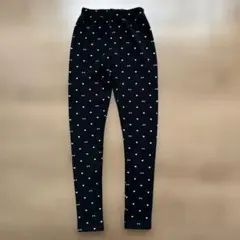 新品キッズレギンス ブラック 150サイズ ハートリボン柄