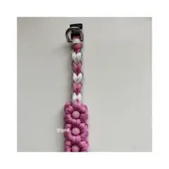 犬用 首輪 お花３つ pink×White×gray