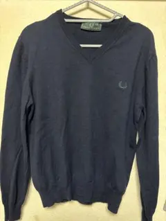 FRED PERRY ネイビー Vネックセーター XXL