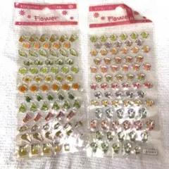 平成 レトロ ぷっくり シール 2枚 花柄 キラリンシール フラワー 当時物