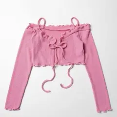 ピンク オフショルダー クロップドトップ