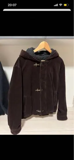 ZARA コーデュロイ ダッフルコート ショート丈 ダークブラウン Mのサムネイル