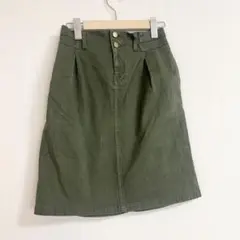 【レトロガール】グリーン タイトスカート　ひざ丈　Mサイズ　伸縮性　アースカラーのサムネイル