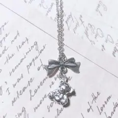 量産型 ゆらゆらくまの子ネックレス silver y2k