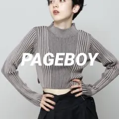 ページボーイ　モカ　バイカラーリブハイネックショート トップス　ニット美品お洒落