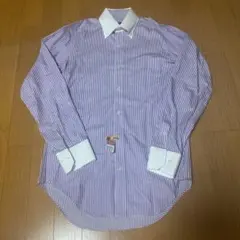 美品✨COMME CA ISM 長袖シャツ パープル ストライプ Sサイズ