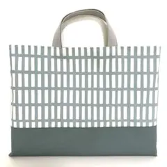 レッスンバッグ　絵本袋　北欧格子くすみブルー　ハンドメイド　男の子　女の子