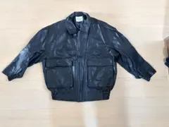 黒 レザーボンバージャケット フリーサイズ